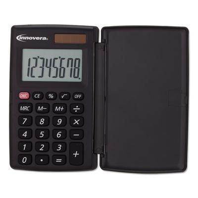 Innovera 15921 Pocket Calculator with Hard Shell Flip Cover, 8-Digit, LCD IVR15921