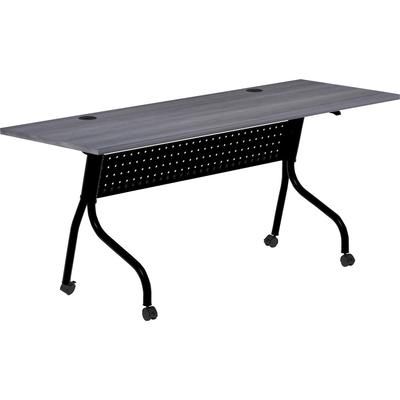 Lorell 59488 Charcoal Flip Top Training Table, Charcoal Rectangle, Melamine Top, Black Four Leg Base, 4 Legs, 72"x 23.60" Table Top Depth, 29.50" Heig