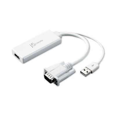 J5 Create JDA214 VGA to HDMI Video Audio Adapter, White JCRJDA214