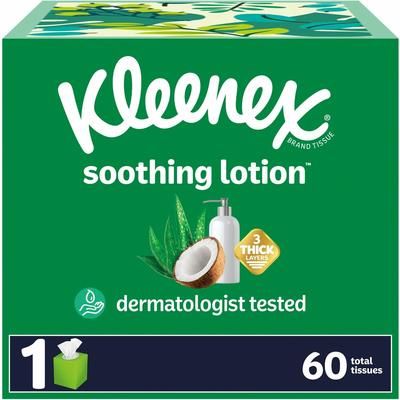 Kleenex 54271CT Lotion Facial Tissue, 3-Ply, White, 60 Sheets/Box, 27 Boxes/Carton - Case of 27 KCC54271CT