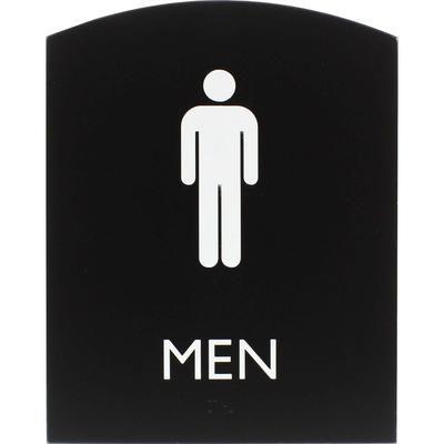 Lorell 02676 Restroom Sign, 1 Each, Men Print/Message, 6.8" x 8.5" Height, Rectangular Shape, Easy Readability, Braille, Plastic, Black LLR02676