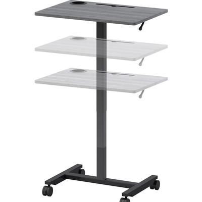Lorell 84837 Height-adjustable Mobile Desk - Weathered Charcoal Laminate Top - Powder Coated Base - 43", x 26.63" x 19.13" Depth LLR84837