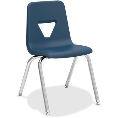 Lorell 99890 Stacking Student Chair, 18-3/4" x 20-1/2" x 30", Navy - Case of 4 LLR99890
