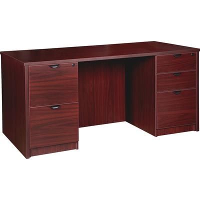 Lorell PD3060DPMY Double-pedestal Desk F/F B/B/F, 60" x 30" x 29", Mahogany LLRPD3060DPMY