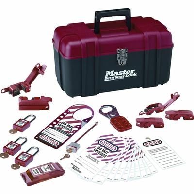 Master Lock Company 1457E410KA Electrical Lockout Kit, Portable Safety Carry Case, Red, Black MLK1457E410KA