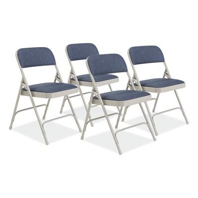 National Public Seating 2205 2200 Series Fabric Dual-Hinge Premium Folding Chair, Supports 500 lb, Blue Seat/Back, Gray Base, 4/CT - Case of 4 NPS2205