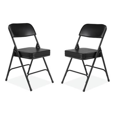 National Public Seating 3210 3200 Series 2" Vinyl Upholstered Double Hinge Folding Chair, Supports 300lb, 18.5" Seat Ht, Black, 2/CT - Case of 2 NPS32