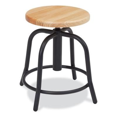 National Public Seating 6800W10 6800 Series Height Adj Wood Seat Swivel Stool, Supports 300 lb, 19"-25" Seat Ht, Maple Seat/Black Base