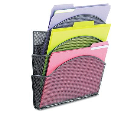 Safco 4175BL Onyx Magnetic Mesh Panel Accessories, 3 File Pocket, 13 x 4 1/3 x 13 1/2. Black SAF4175BL