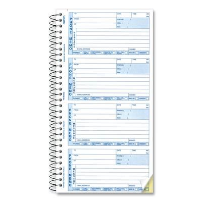 Rediform 50-076 Telephone Message Book, Two-Part Carbonless, 5 x 2.75, 4 Forms/Sheet, 400 Forms Total RED50076