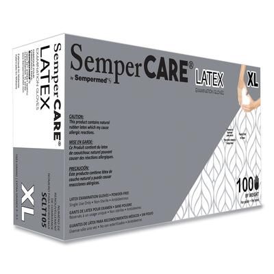 SemperCare® SCLT105 Latex Gloves, Cream, X-Large, 100/Box, 10 Boxes/Carton - Case of 1000
