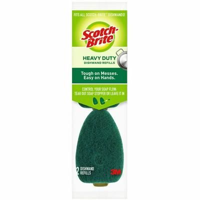 Scotch Brite® 4817RSCCT Heavy-Duty Dishwand Refills, 2.9", x 2.2" x 2.2" Depth, 14/Carton, Green - Case of 14