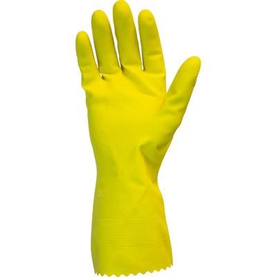 The Safety Zone GRFYXL1S Yellow Flock Lined Latex Gloves - Chemical Protection - X-Large Size - Yellow - Dozen