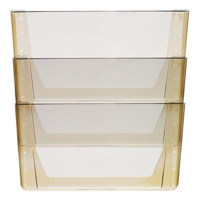 Storex 70246U06C Wall File, Letter, 13 x 14, Three Pocket, Smoke - Pack of 3 STX70246U06C