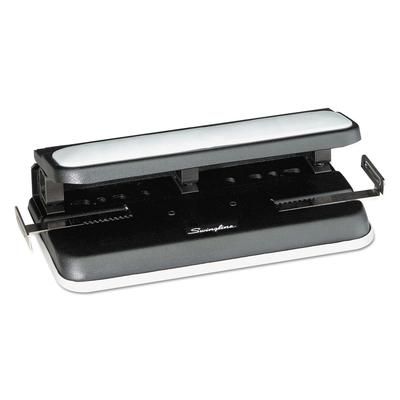 Swingline 74300 32-Sheet Easy Touch Two-to-Three-Hole Punch, 9/32" Holes, Black/Gray SWI74300