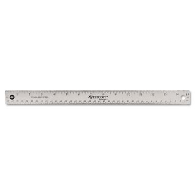 Westcott® 10416 Stainless Steel Office Ruler With Non Slip Cork Base, Standard/Metric, 15" Long