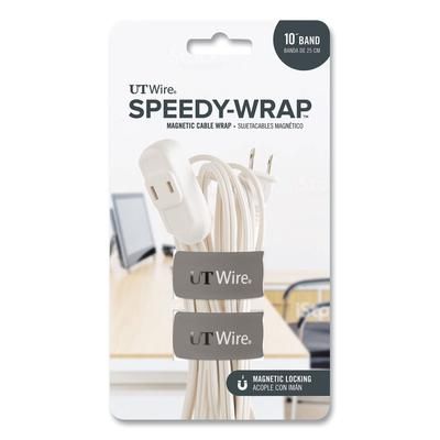 UT Wire® UTWSWM2GY Speedy-Wrap Magnetic Cable Wrap, 0.82" x 10", Gray, 2/Pack - Pack of 2 RBOUTWSWM2GY