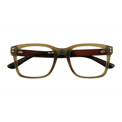 Unisex s square Green Acetate,Mixed Wood Prescription eyeglasses - Eyebuydirect s Sumac
