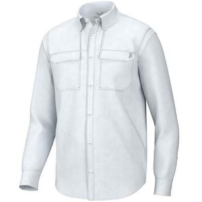 Huk Men's Creekbed Button Down Long Sleeve Fishing Shirt - White XXL