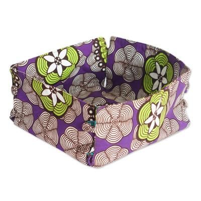 Amethyst Spring,'Handcrafted Floral Amethyst and Lime Cotton Basket Napkin'