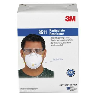 3M Particulate Respirator w/Cool Flow Exhalation Valve, 10 Masks/Box (MMM8511) (MMM8511)