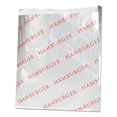 Bagcraft 300527 Foil Single-Serve Bags, 6" x 6.5", Silver, Hamburger Design, 1,000/Carton - Case of 1000