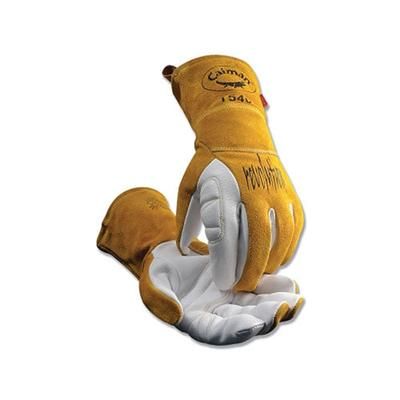 Caiman 1540 revolution Premium Goat Grain Unlined Palm TIG/Multi-Task Welding Gloves, Cowhide Cuff, X-Large, Gold/Pearl White (607-1540-XL)