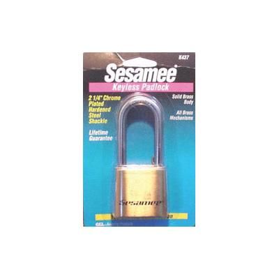 CCL Sesamee Keyless Padlocks, 5/16 in Diam., 2 1/4 in L X 1 in W, Brass (197-K0437)