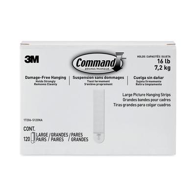 Command Picture Hanging Strips, Value Pack, Large, Removable, Holds Up to 16 lbs, 0.75 x 3.65, White, 120 Pairs/Pack (MMM17206S120NA)