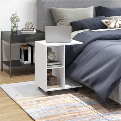 TEMU Side Table End Table Unique Storage Unit With 2 Shelves And Wheels Freestanding Cabinet For Living Room