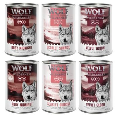 6x400g Adult Mixed Pack Meat Wolf of Wilderness wet dog food