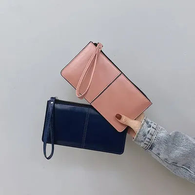 Yogodlns Fashion Solid Color Wallet Female PU Leather Handbag Long Zipper Clutch Card Holder Coin Purse Multi-layer Phone Bag