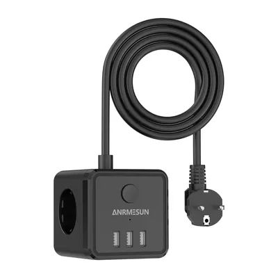 EU Socket Cube Without Cable 5-way Socket Adapter 240V/16A,Wall Socket Extension for Bedroom Office Home Travel Socket 1.5m Cord