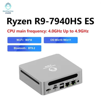 Genmachin AMD Ryzen7 7840HS Ryzen9 7940HS MINI PC Win11 DDR5 32GB 6400Mhz RAM M.2 2280 SSD WIFI6 BT5.2 Desktop pc game Computer