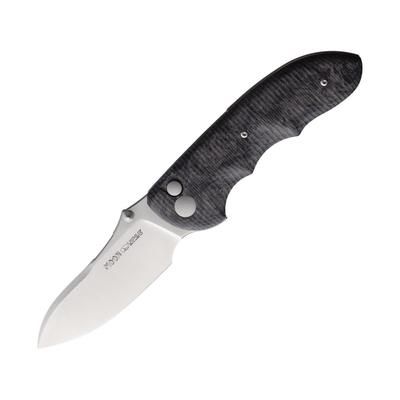 Viper Moon Button Lock Folding Knife 3.5in MagnaCut Steel Satin Blade Dark Matter Black Carbon Fiber Handle V6008FCM