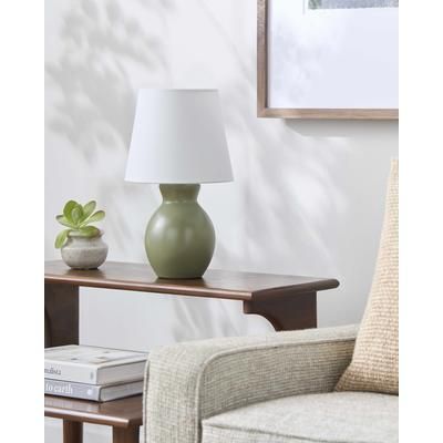 Salgareda 15"H x 8"W x 8"D Cottage Green/White/Translucent Table Lamp - Boutique Rugs
