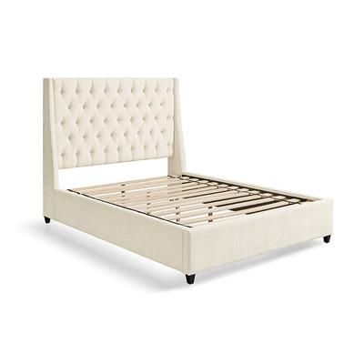 Grace Tufted Upholstered Platform Bed - Chenille Cream, King - Grandin Road