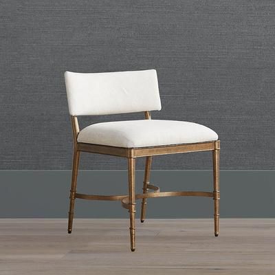 Angelina Vanity Stool - Silver, Ivory Linen Parks Performance - Frontgate