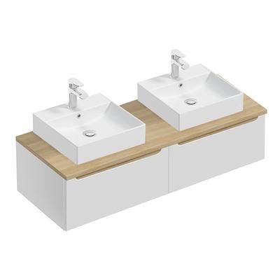 Mobile bagno doppio lavabo effetto legno bianco 120cm
