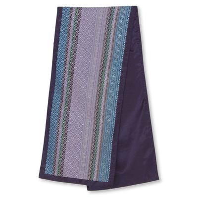 Cotton table runner, 'Purple Camellia'