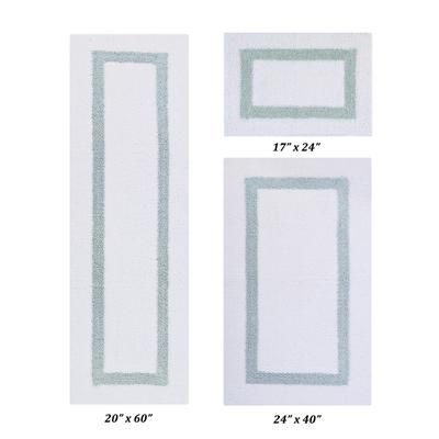 Hotel Collectionis Bath Mat Rug 3 Piece Set (17" x 24" | 24" x 40" | 20" x 60") by Better Trends in White Blue