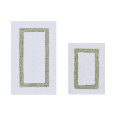 Hotel Collection 100% Cotton 2 Piece (17" X 24" | 21" X 34") Bath Rug Set by Brylane Home in White Sage