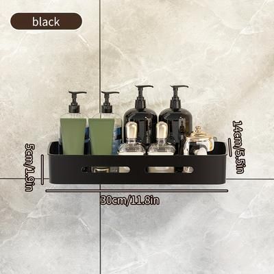 TEMU 1/2/3pcs Long Rectangular Pp Bathroom Wall Shelves - Space-saving, No-drill, Ideal For Vanity And Shower Area Organization, Bathroom Shelves|modern Bathroom Shelves|durable Bathroom Shelves