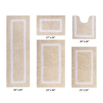 Hotel Collections Bath Mat Rug 5 Piece Set (17" X 24" | 20" X 20" | 21" X 34" | 24" X 40" | 20" X 60 by Better Trends in Sand White