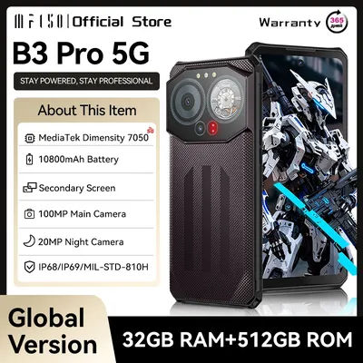 IIIF150 B3 Pro 6.6" Screen 5G Rugged Phone Android 14 Smartphone Dual Display 32GB 512GB 100MP Camera 10800mAh Ultra-Thin Phone