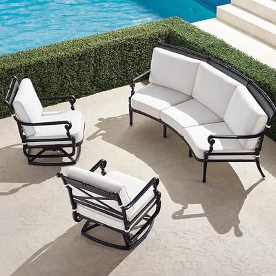 Carlisle 3-pc. Curved Sofa Set in Onyx Aluminum - Quick Dry, Peacock - Frontgate