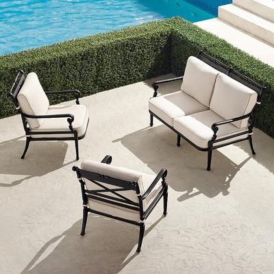Carlisle 3-pc. Loveseat Set in Onyx Aluminum - Standard, Glacier - Frontgate