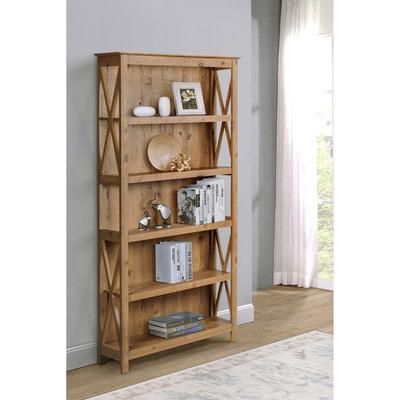 Houston 5-Shelf Bookcase by Brylane Home in Rustic Brown