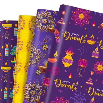 12pcs Diwali Festival Wrapping Material Paper Baby Shower Party Gifts Decorative Packing Craft Papers