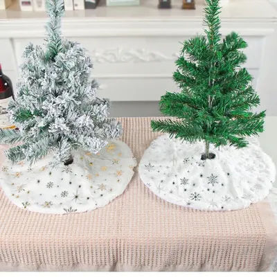 Jupe d'Arbre de Noël en Peluche à Paillettes, Flocons de Neige, Couverture de Base, Tapis Polymère, Décorations de ixdu Nouvel An 2024, 40cm